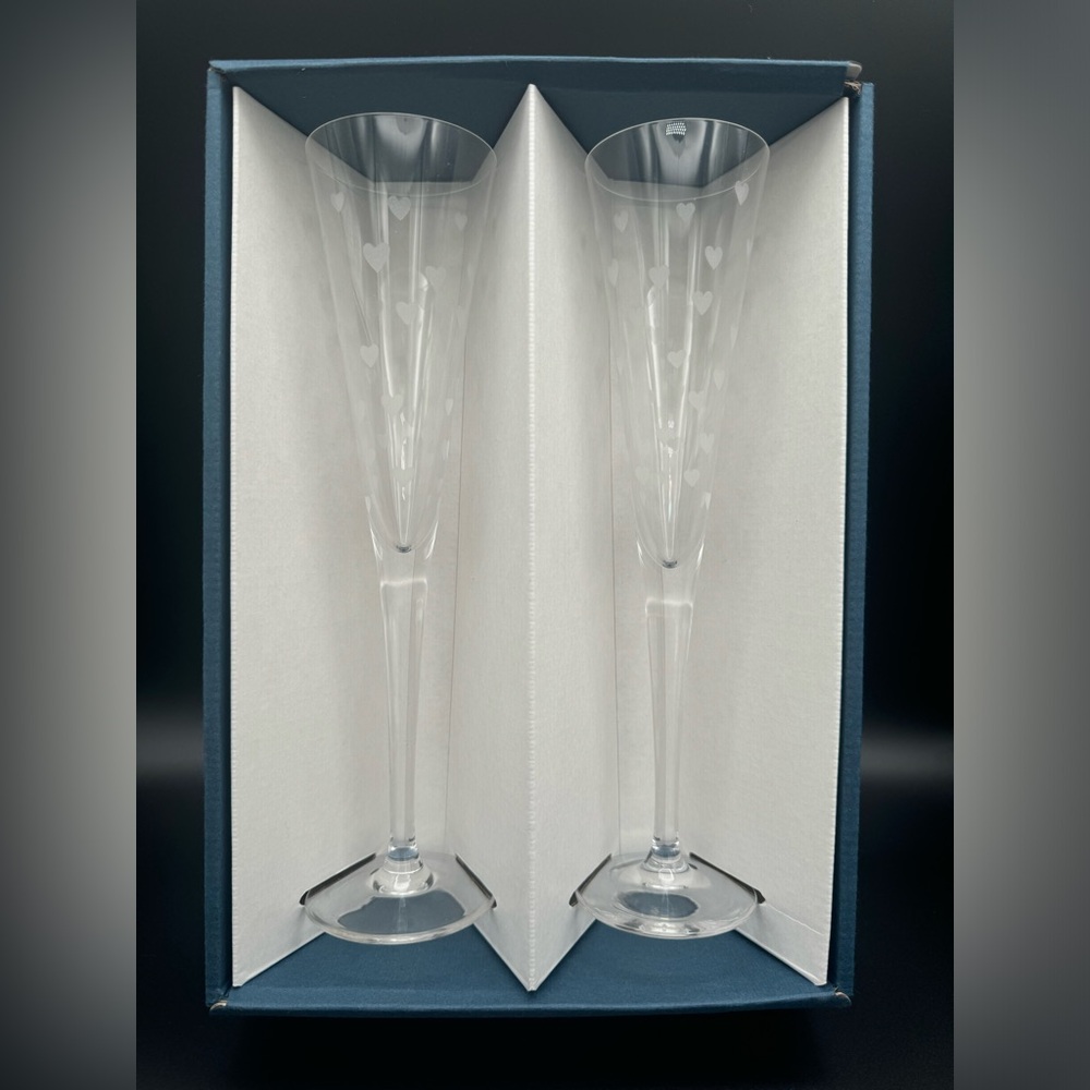 Waterford Champagne Flutes | Mini Hearts  Romance Collection | In Original Box